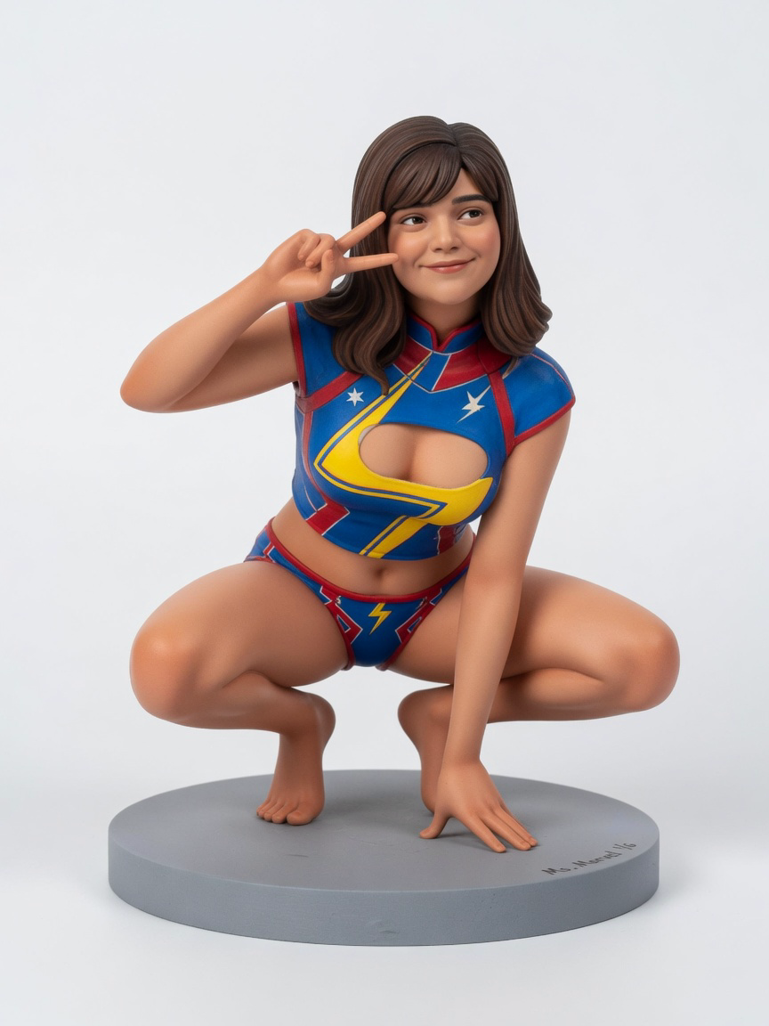 Figura garage kit Msy Marvel Kamala · estilo Cyber · cyber resina · resina pintada a mano · Garage Kit Studio